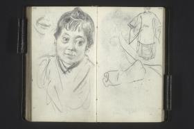 Brustbild einer asiatischen Frau, Figur im Kimono