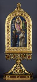 Der Kirchenvater Augustinus in der Glorie mit zwei Engeln und den Heiligen Benedikt und Bernhard (Reliquar)