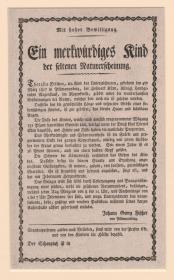 Ein merkwürdiges Kind der seltenen Naturerscheinung