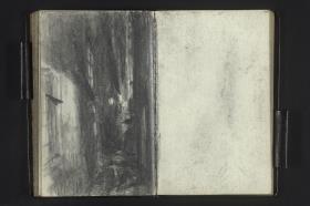 Gasse bei Nacht mit Laternenschein
