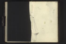 Fragment einer herausgetrennten Seite und Mantelstück auf der restlichen Zeichnung