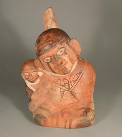 Sitzende anthropomorphe Figur mit Kind