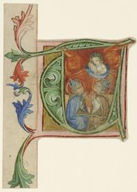 Initiale T(e deum), Antiphonarium Officii, Fragment, Klosterneuburg, Illuminator Michael