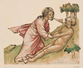 Gott haucht Adam Odem ein