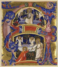 Initiale A, mit der Auferstehung Christi