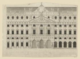 Entwurf der Würzburger Residenz, Rückfassade, Aufriss