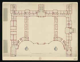 Grundrissentwurf zum Neuen Schloss in Stuttgart, Erdgeschoss