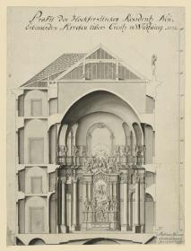 Querschnitt durch die Hofkirche der Würzburger Residenz