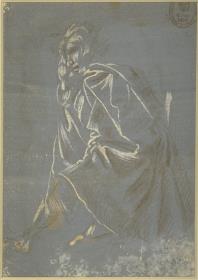 Sitzende männliche Gewandfigur