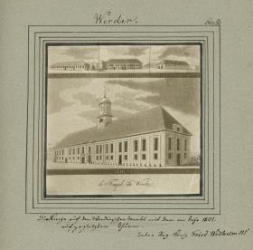 Werder. Die Kirche auf dem Werderschen Markt mit dem im Jahr 1801 aufgesetzten Thurm. unter Reg. König Fried. Wilhelm III