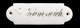 Namensschild "E. Kamswich."