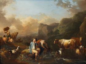 Italienische Landschaft mit Hirten