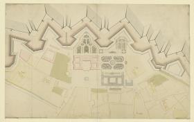 Würzburger Residenz, Situationsplan der anliegenden Bastionsanlagen, Straßen und Gebäude