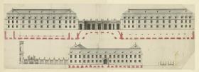 Aufriss der Stallungen und der Bibliothek der Würzburger Residenz