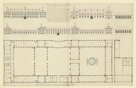 Grundriss und Aufriss des Wirschaftsgebäudes der Würzburger Residenz