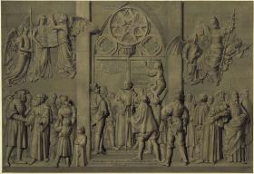 Luthers Thesenanschlag - Reliefentwurf für das Luther Denkmal