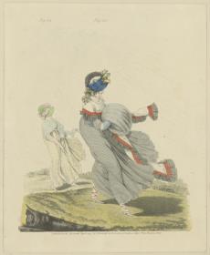 Gallery of Fashion, Fig. 134, 135: Hyde Park. Morning Dresses