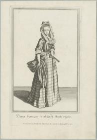 Dama francese in abito di Manto rigato
