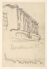 Berlin - Mitte, Umbau Verwaltungsgebäude der Hausleben-Versicherung, Dorotheenstraße 31, Perspektivansicht und Horizontalschnitt der Fassade