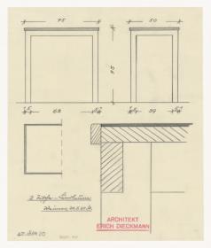 zwei Tische mit Linoleum (Möbelentwürfe, Tische)