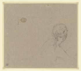 Frauenkopf von hinten gesehen - Kopfstudie zu einer badenden Nymphe im Diana-Bad (Studie zu Pygmalion im Konzertzimmer von Schloss Sanssouci)