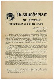 Auskunftsblatt der "Germania", Abstinentenbund an deutschen Schulen.