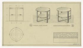 Rauchtisch mit zwei Platten, zwei Ausführungen (Möbelentwürfe, Tische)
