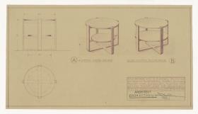 Rauchtisch mit zwei Platten, zwei Ausführungen (Möbelentwürfe, Tische)