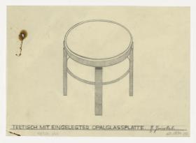 Teetisch mit Opalglasplatte (Möbelentwürfe, Tische)