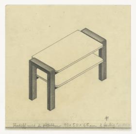 Teetisch mit zwei Platten (Möbelentwürfe, Tische)