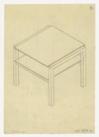 Teetisch, mit zwei Platten, quadratisch (Möbelentwürfe, Tische)