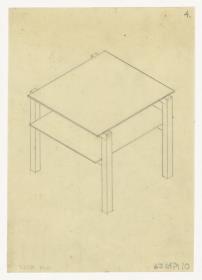 Teetisch, mit zwei Platten, quadratisch (Möbelentwürfe, Tische)