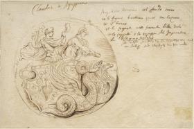 Antiker Kameo mit Claudius und Messalina auf einem Drachenwagen