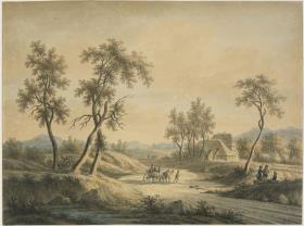 Dünenlandschaft bei Haarlem mit Pferdekarren