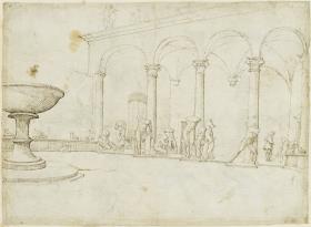 Gartenhalle des Palazzo Medici-Madama mit antiken Skulpturen