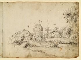 Bauerndorf mit Bäumen