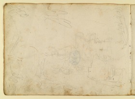 Landschaft mit Baumschlag links