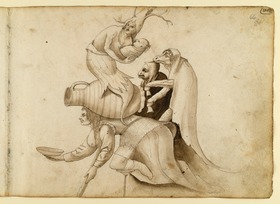 Fünf phantastische Figuren (Teilkopie nach der "Versuchung des hl. Antonius" von einem Bosch-Nachahmer, Kunsthistorisches Museum Wien)
