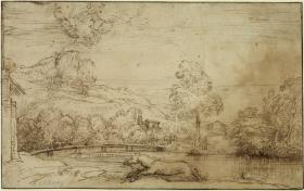 Landschaft mit einem Pferd