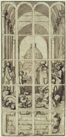 Entwurf zu einem Glasfenster in der Amsterdamer Zuiderkerk: Cyrus erteilt den Befehl, den Bau des Tempels von Jerusalem durch kostbare Spenden zu unterstützen
