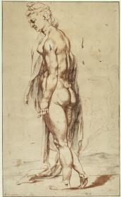 Stehender weiblicher Akt (nach der Kleinbronze "Judith", 1510-1515, von Conrad Meit und dem Kupferstich "Nemesis", 1501, von Albrecht Dürer)