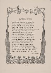Umrahmung Gedicht Blindenklage von Karl Henkell (in PAN Heft 4/1996, S. 234)