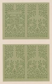 Ornamentales Vorsatzpapier mit Illustration