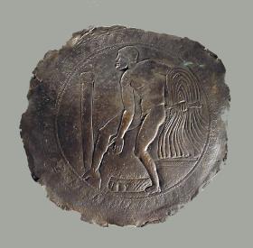 Innenbild einer Griffschale (?) mit Odysseus beim Palladionraub (Fragment)