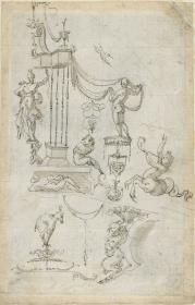 Vorstudie für ein Dekorationsteil am Gewölbe der Sala Ducale im Vatikan [Lorenzo Sabatini]