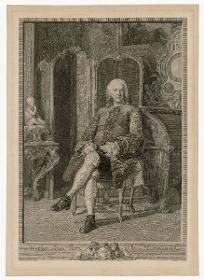 Ganzfiguriges Bildnis des Messire Jean Paris de Monmartel, sitzend