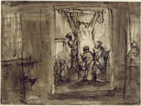 Interieur mit geschlachtetem Ochsen