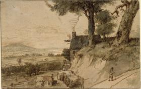 Landschaft mit Wanderer