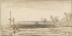 Landschaft mit Windmühle
