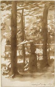 Frau mit Sonnenschirm im Park von Hofwyck